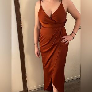 Rust orange bridesmaids dress